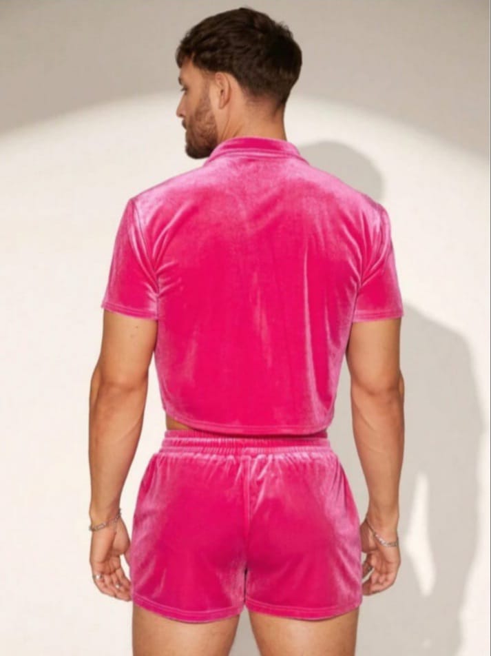 Men's Velvet Super Soft Sleepwear Shirt & Short Set